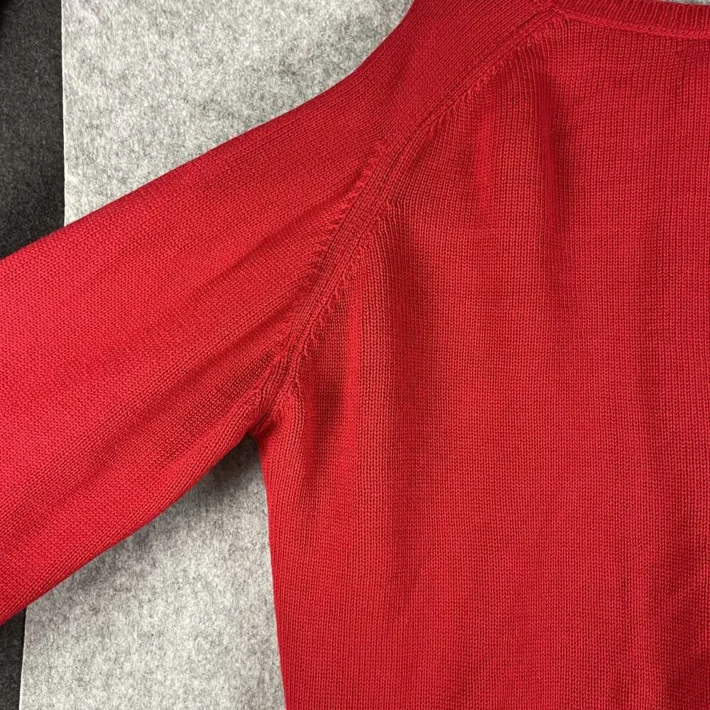 Vintage Lands End Drifter Sweater Mens XL‎ Red Knit Cotton V Neck USA Made 90s